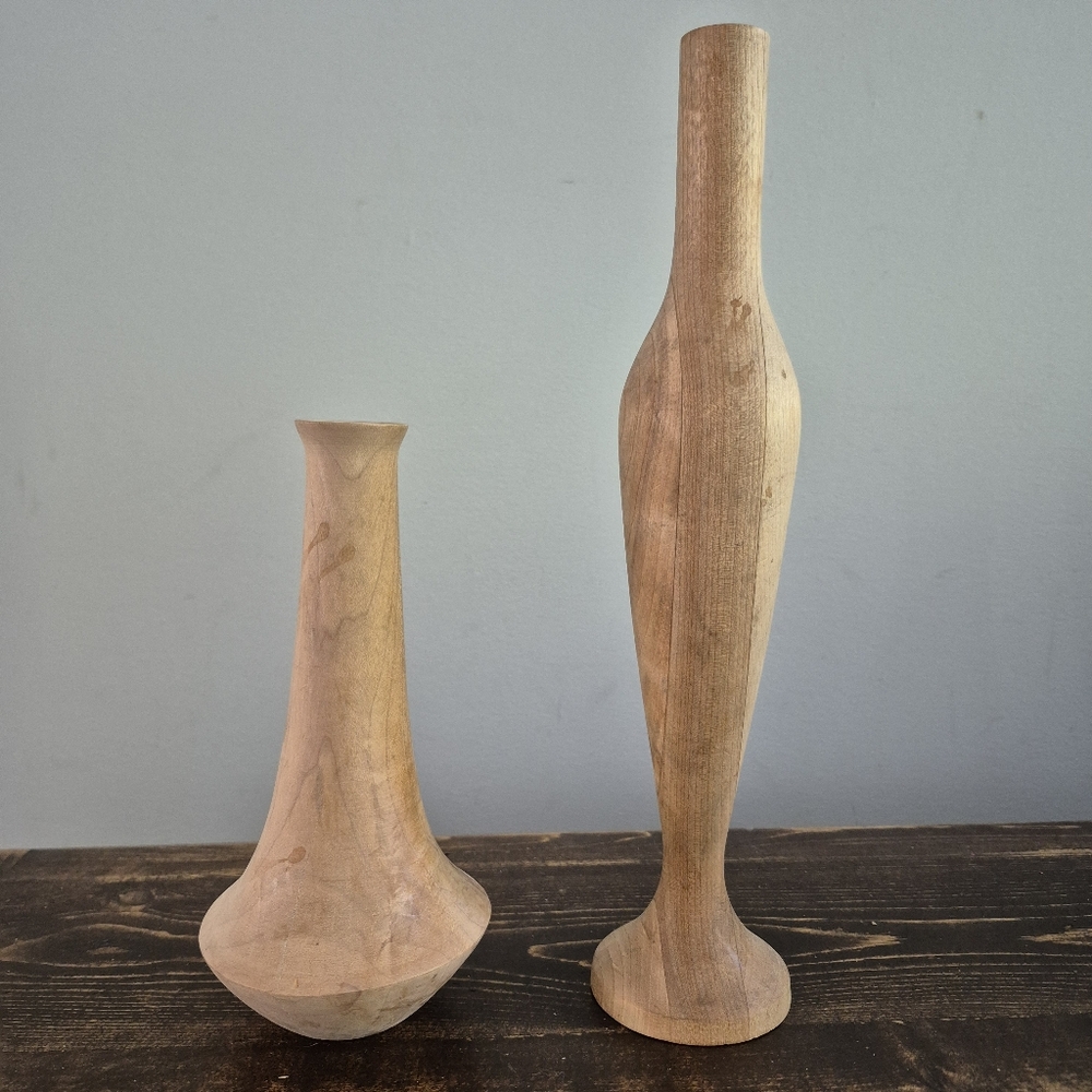 2 Lathe Turned Bud Vases